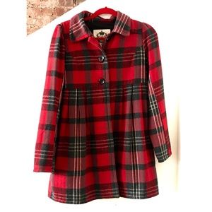 B.B. Dakota Red Plaid Swing Coat
